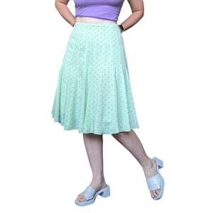 Vintage Pastel Green Polka Dot Skirt Flowy Soft Girl Kidcore Womens Medium Fairy